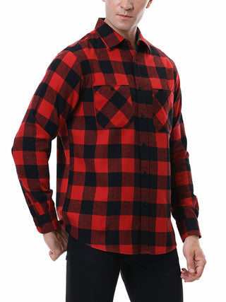 Men? Classy Collared Plaid Button Down Long Sleeve With Front Pockets