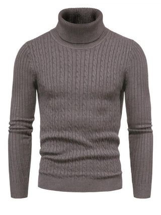 Men? Solid Color Rolled Turtleneck Long Sleeve Rib Texture Sweater