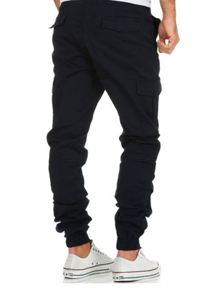 Men's Solid Color Drawstring Waist Cargo Pants