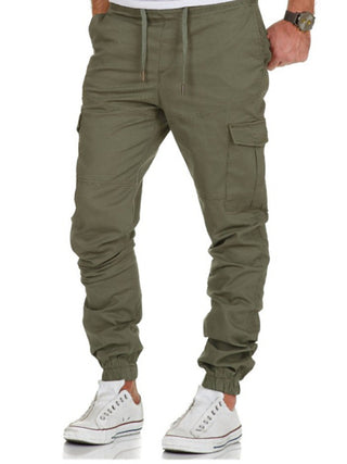 Men's Solid Color Drawstring Waist Cargo Pants