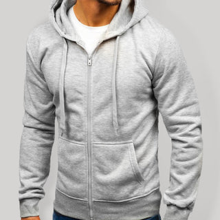 Men's Solid Color Basic Zipper Hoodie