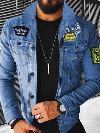 Men's Thickened Denim Jacket in Plush Style