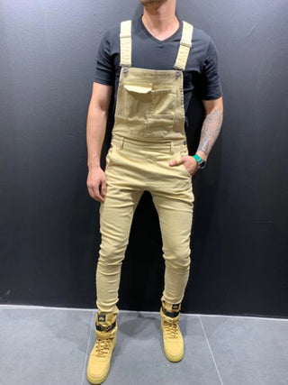 Men's Garment Dyed Denim Carpenter Overalls