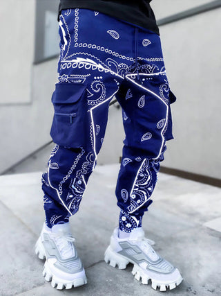 Men's Cashew Flower Printed Cargo Pants