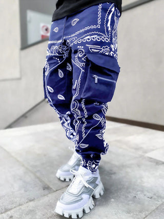 Men's Cashew Flower Printed Cargo Pants