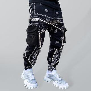 Men's Cashew Flower Printed Cargo Pants