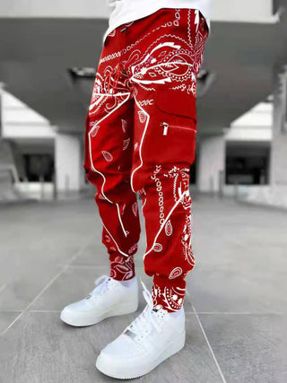 Men's Cashew Flower Printed Cargo Pants