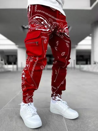 Men's Cashew Flower Printed Cargo Pants