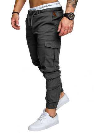 Men's Solid Color Casual Tether Elastic Sports Baggies Men's Trousers