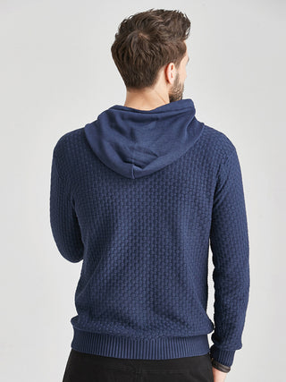 Men's Solid Color Ribbed Hooded Sweater