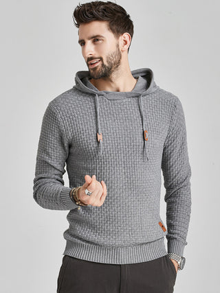 Men's Solid Color Ribbed Hooded Sweater