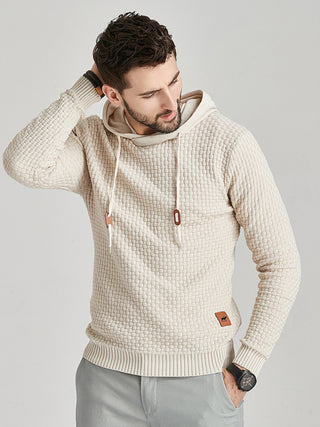 Men's Solid Color Ribbed Hooded Sweater