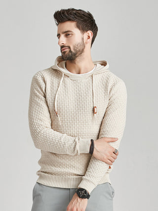 Men's Solid Color Ribbed Hooded Sweater