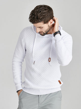 Men's Solid Color Ribbed Hooded Sweater