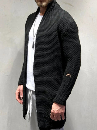 Men's Solid Color Chunky Knit Open Front Cardigan Sweater