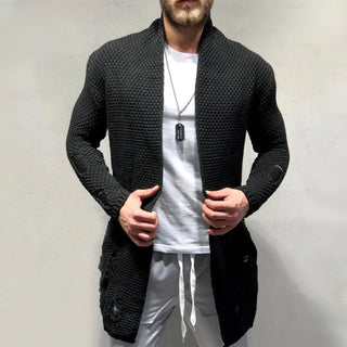 Men's Solid Color Chunky Knit Open Front Cardigan Sweater