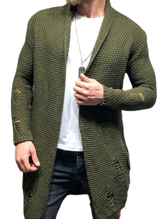 Men's Solid Color Chunky Knit Open Front Cardigan Sweater