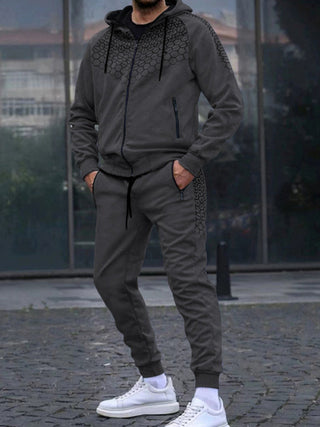 Men's Performance Zipper Hoodie And Sweatpants Two Piece Set