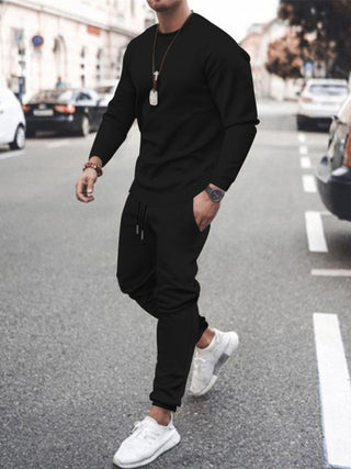 Men's Solid Color Sweatshirt And Sweatpant Two Piece Sets