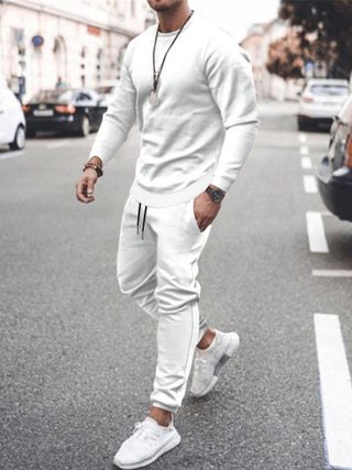 Men's Solid Color Sweatshirt And Sweatpant Two Piece Sets