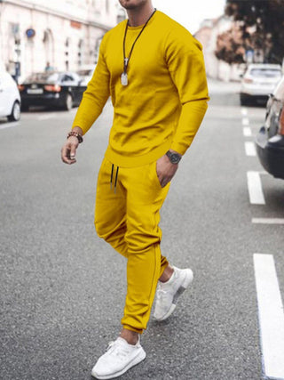 Men's Solid Color Sweatshirt And Sweatpant Two Piece Sets