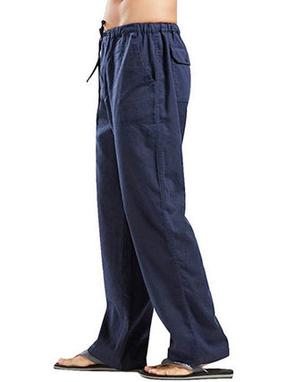 Men's Solid Color Linen Blend Drawstring Pants