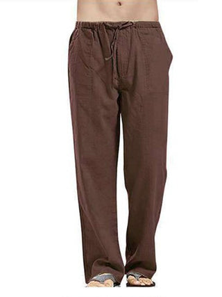 Men's Solid Color Linen Blend Drawstring Pants