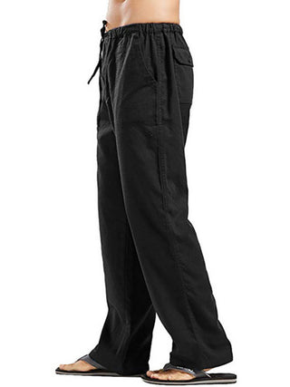 Men's Solid Color Linen Blend Drawstring Pants