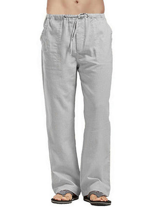 Men's Solid Color Linen Blend Drawstring Pants