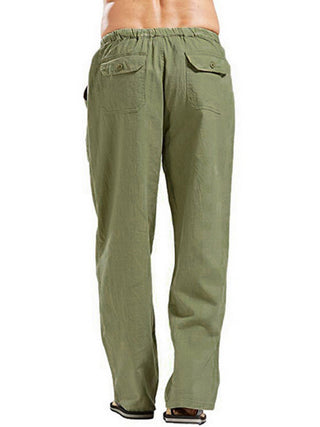 Men's Solid Color Linen Blend Drawstring Pants