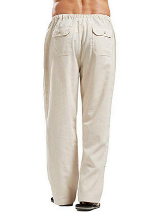 Men's Solid Color Linen Blend Drawstring Pants