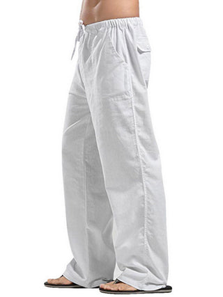 Men's Solid Color Linen Blend Drawstring Pants