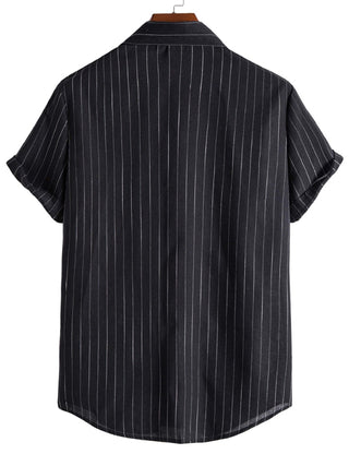 Men's Fashion Trend Casual Striped Short Sleeve Shirt