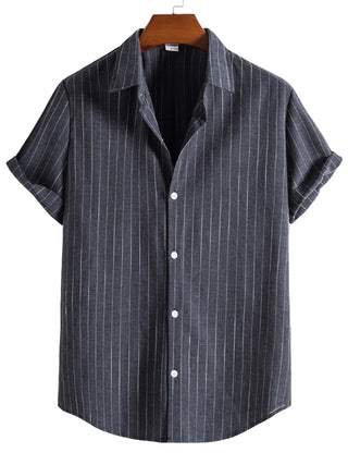 Men's Fashion Trend Casual Striped Short Sleeve Shirt