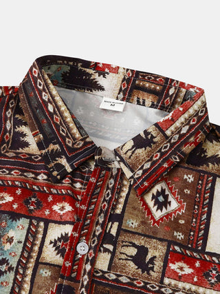 Men's Floral Print Design Sleeve Beach Vacation Shirt