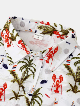 Men's Floral Print Design Sleeve Beach Vacation Shirt