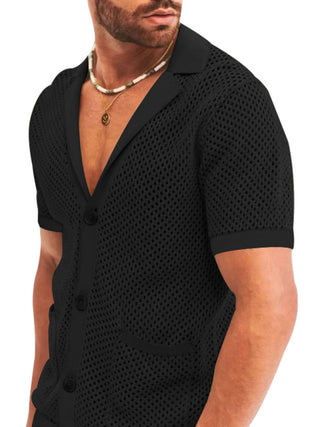 Short-sleeved shorts Knit lapel cardigan Short-sleeved men's suit