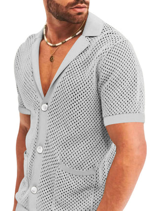 Short-sleeved shorts Knit lapel cardigan Short-sleeved men's suit