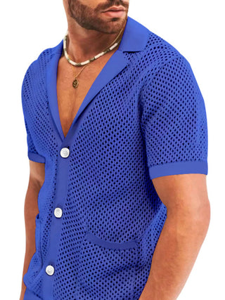 Short-sleeved shorts Knit lapel cardigan Short-sleeved men's suit