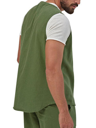 Men's Sleeveless Cardigan and Shorts Set