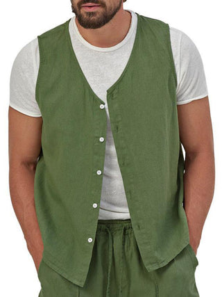 Men's Sleeveless Cardigan and Shorts Set