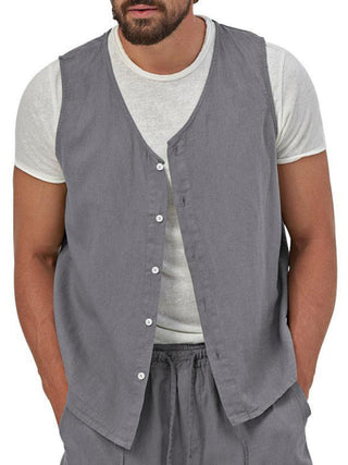 Men's Sleeveless Cardigan and Shorts Set