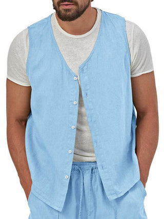 Men's Sleeveless Cardigan and Shorts Set