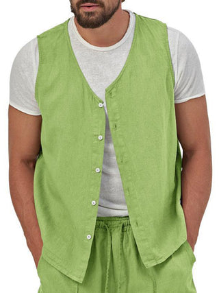 Men's Sleeveless Cardigan and Shorts Set