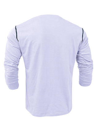 New Men's Henley Color Block Knitted Long Sleeve T-Shirt