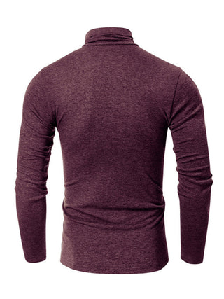 Men's long-sleeved solid color turtleneck bottoming T-shirt top