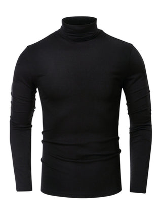 Men's long-sleeved solid color turtleneck bottoming T-shirt top