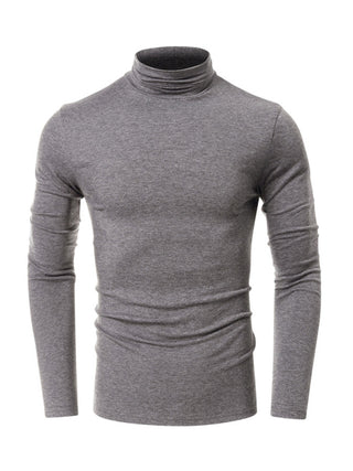 Men's long-sleeved solid color turtleneck bottoming T-shirt top