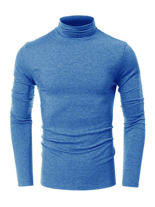 Men's long-sleeved solid color turtleneck bottoming T-shirt top