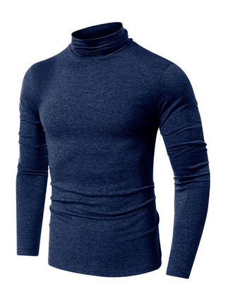 Men's long-sleeved solid color turtleneck bottoming T-shirt top